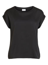 Vila Viellette Satin Top - Black